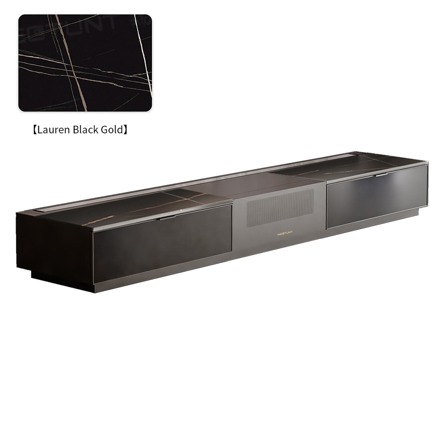 WUPRO X NECTUNT R20 INVISIBLE CINEMA Luxury Laser TV Cabinet Lauren Black Gold