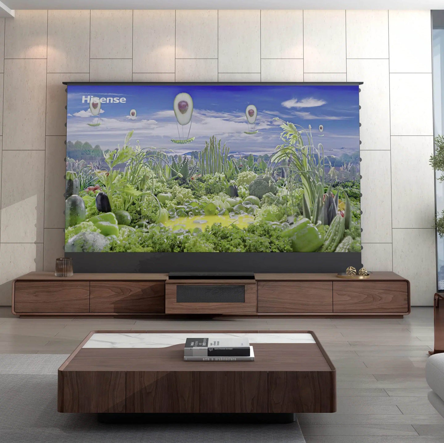 NIKOHOME Phantom5 Masterpiece Series Walnut Solid Wood Smart Laser TV Cabinet for UST Projector – Application Scenarios