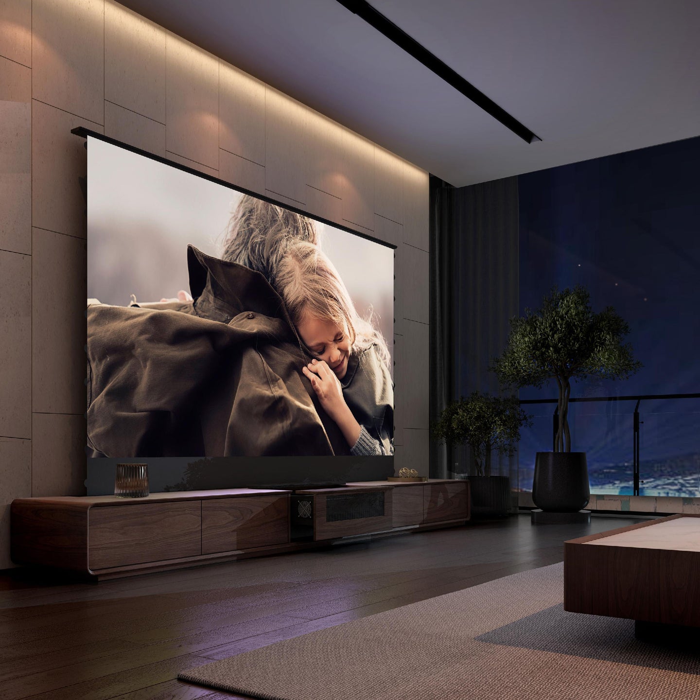 NIKOHOME Phantom5 Masterpiece Series Walnut solid wood Smart Laser TV Cabinet For UST Projector