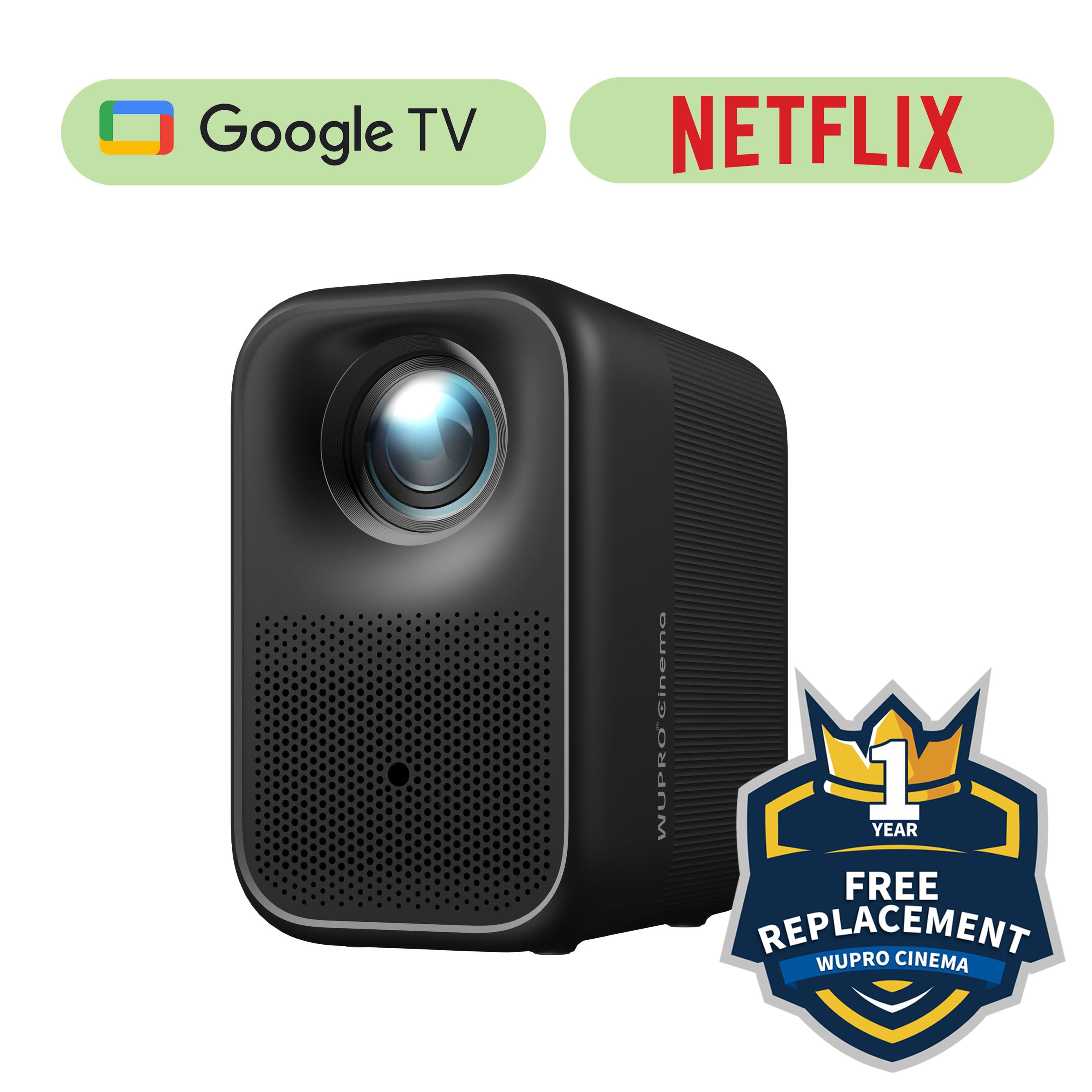 WUPRO Cinema Galaxy One(G1) Smart projector with Google TV ,Free replacement within one year, instead of repairCertified&Netflix