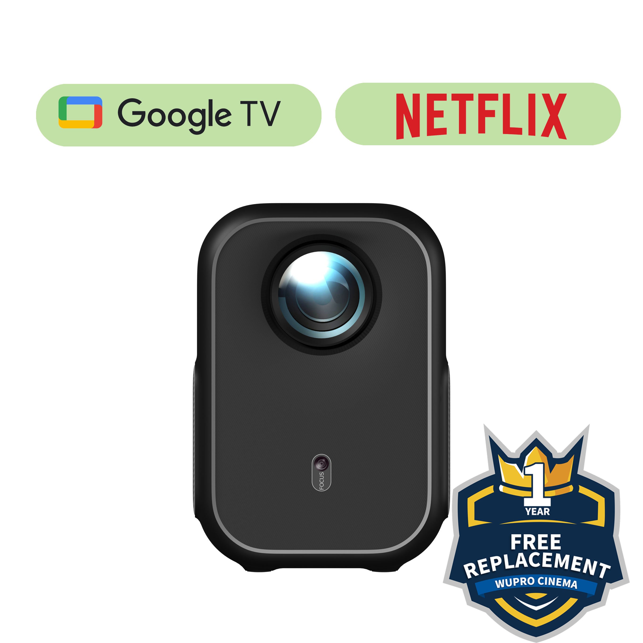 WUPRO Cinema Galaxy Two(G2) Smart Mini Projector with Google TV & Netflix Free replacement within one year