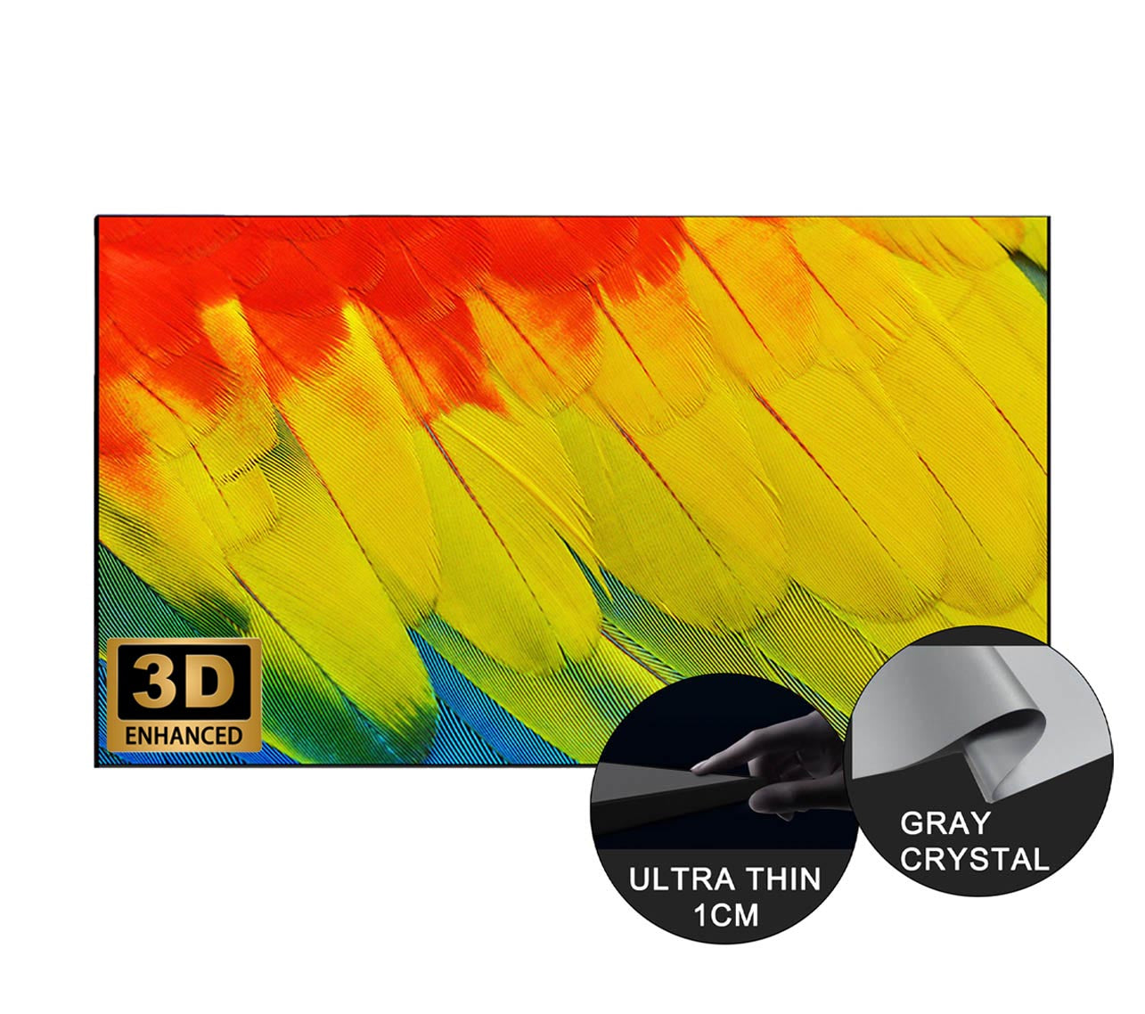 70-150" Wupro Cinema Gallery Grey Crystal Enhanced 3D Fixed Frame Projector Screen For Long Throw Projector