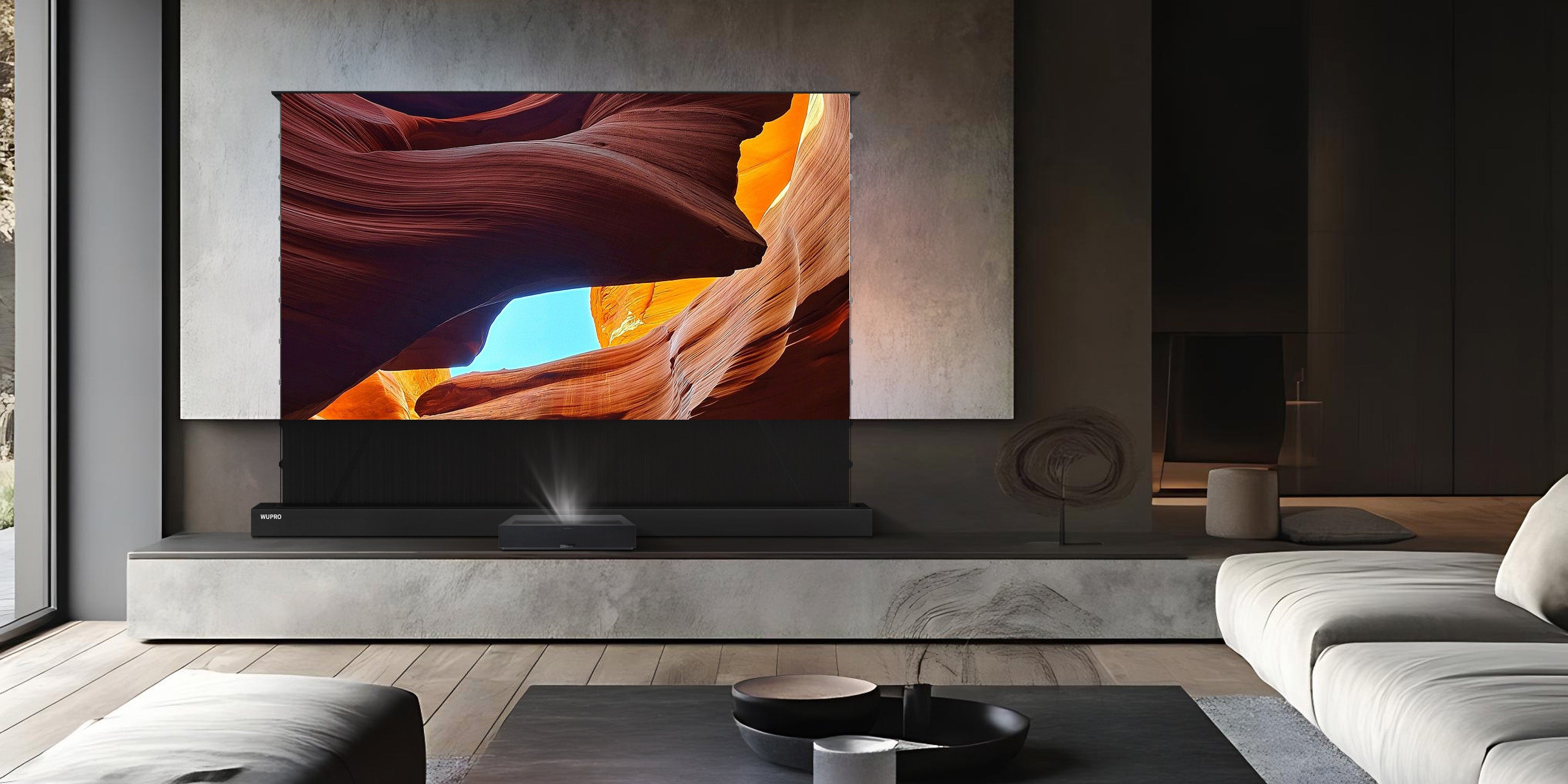 WUPRO Cinema LeApex CBSP Ultra Contrast Black Lenticular alr clr Motorized floor rising Screen