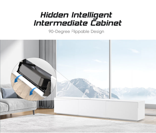 WUPRO DR-500 Customisable colours Fully Concealed Smart UST Laser TV Cabinet-Flippable tray, 90-degree flippable design