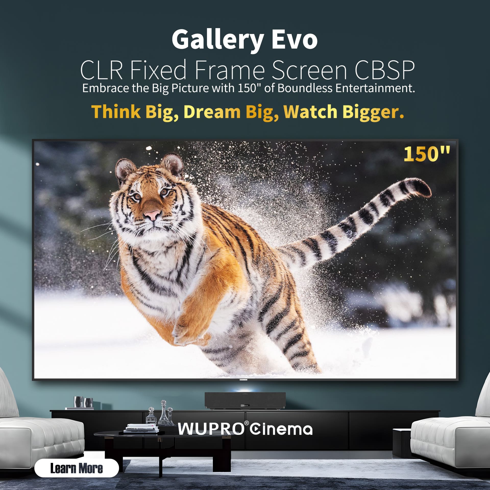 WUPRO Cinema 150inch CBSP perfect gallery evo clr alr fixed frame screen