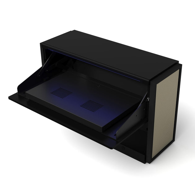 WUPRO Cinema C1 Nano Compact Smart Flip Laser TV Cabinet for UST Projector in Starry Black – top view when opened
