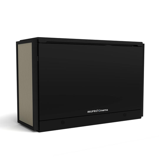 WUPRO Cinema C1 Nano Compact Smart Flip Laser TV Cabinet for UST Projector in Starry Black – side view when fully closed
