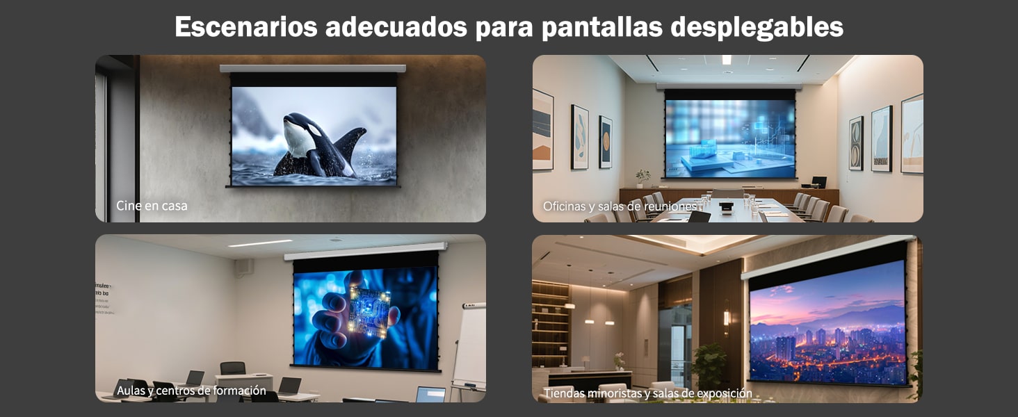 Pantalla de proyección eléctrica desplegable inteligente QuadraArc de Wupro Cinema Múltiples escenarios de aplicación