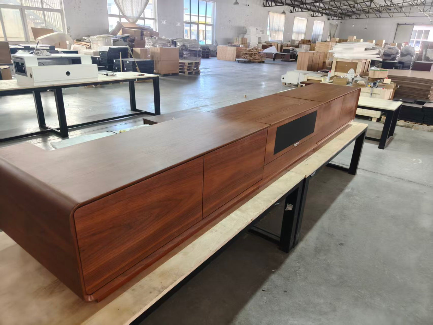 120 Inch WUPRO X NIKOHOME Phantom5 Masterpiece Series Walnut Solid Wood Smart Laser TV Cabinet for UST Projector – Factory Real Photo 2