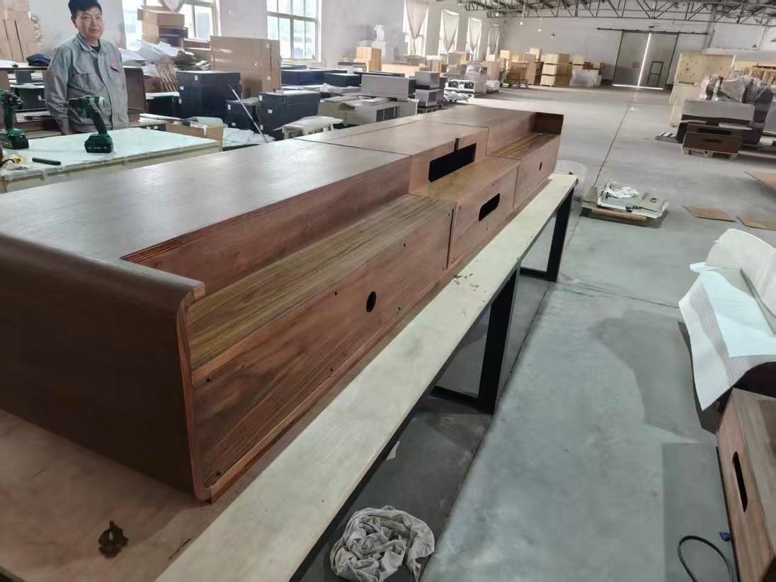 130 inch NIKOHOME Phantom5 Walnut Smart Laser TV Cabinet for UST Projector Factory Real Photo