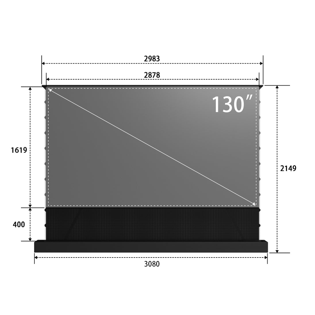 130inch WUPRO Cinema LeApex Ultra contrast CBSP CLR UST Floor rising screen 