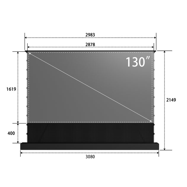 130inch WUPRO Cinema LeApex Ultra contrast CBSP CLR UST Floor rising screen 