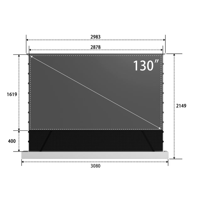 130inch WUPRO Cinema LeApex Ultra contrast CBSP CLR UST Floor rising screen White cover