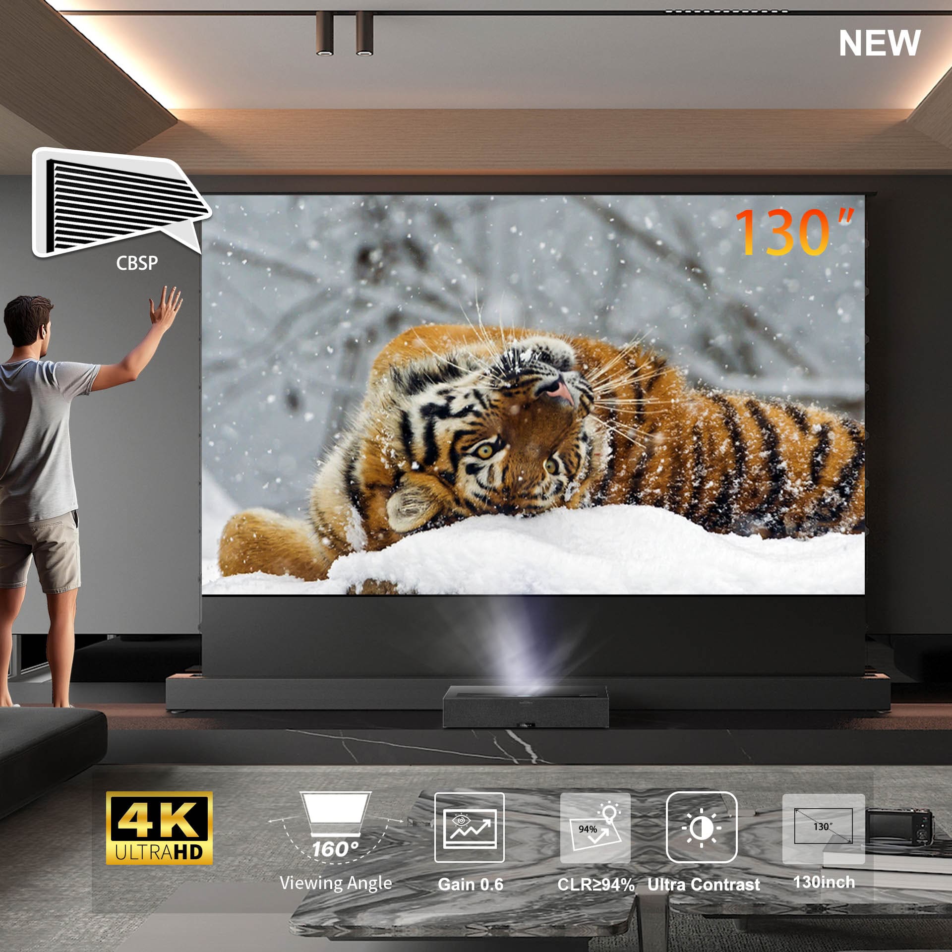 New arrival:130" Seamless LeApex CBSP Ultra contrast UST Floor Rising 