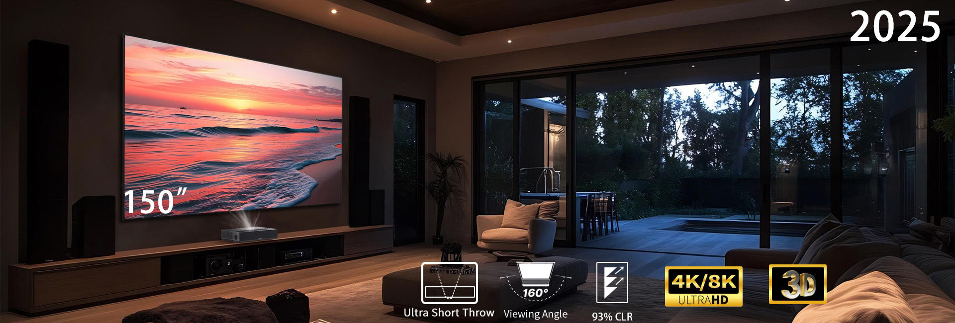 150inch Seamless WUPRO Cinema Gallery Evo Black Lenticular CLR Fixed Frame screen For UST Projectors,Exclusive 150-inch seamless technology UST screen