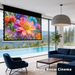 WUPRO Cinema Cirrus In-Ceiling Smart Motorized Drop-Down Projector Screen - Living Room Application Demonstration