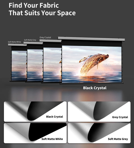 Wupro Cinema QuadraArc Tensioned Smart Motorized Drop Down Projector Screen-Choose from four screen versions