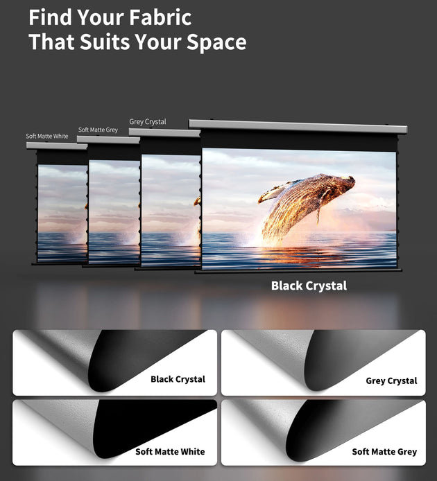 Wupro Cinema QuadraArc Tensioned Smart Motorized Drop Down Projector Screen-Choose from four screen versions