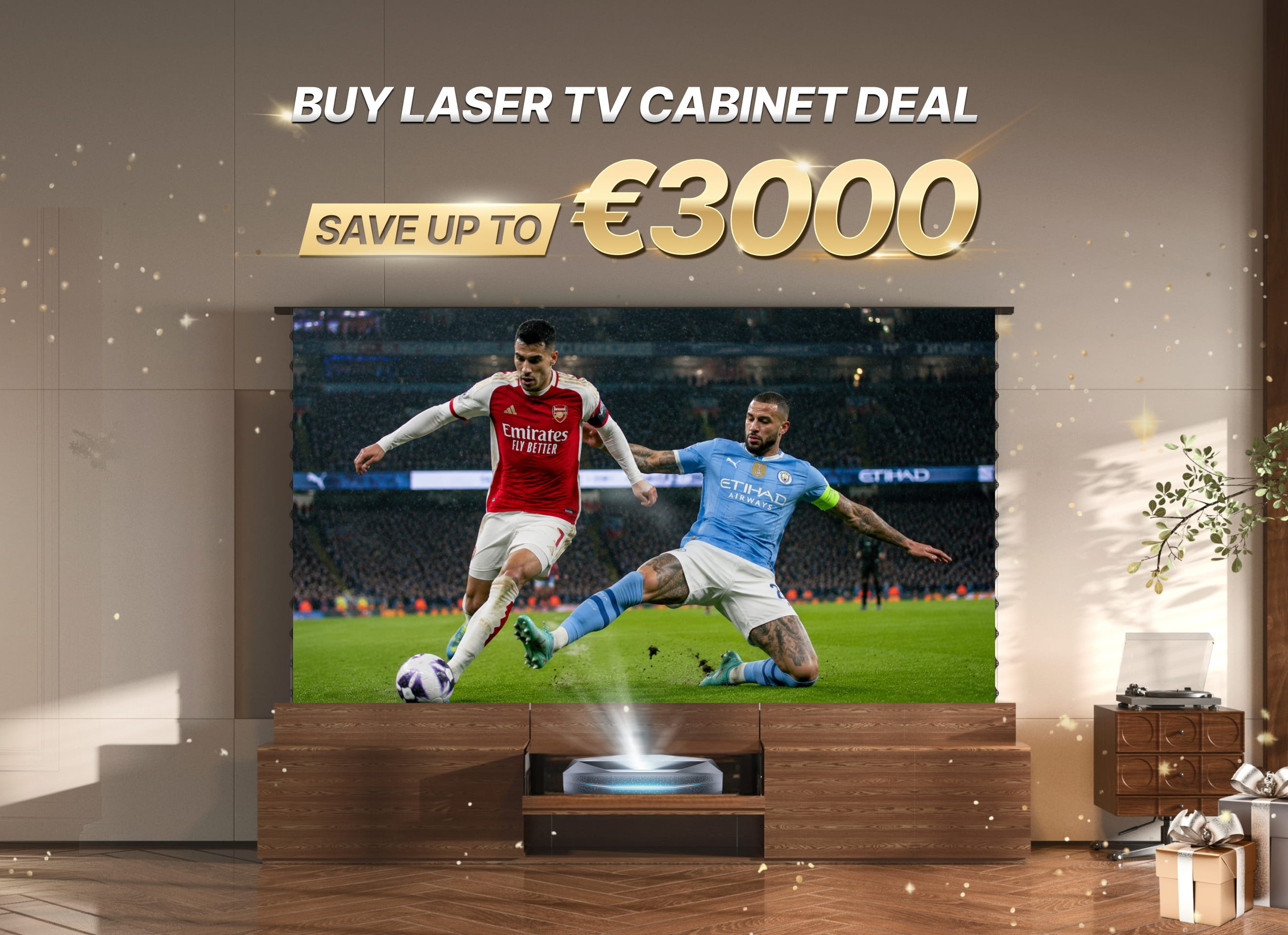 WUPROBUY Laser TV Cabinet Bundle(projector +screen+cabinet) Save Up to €3000