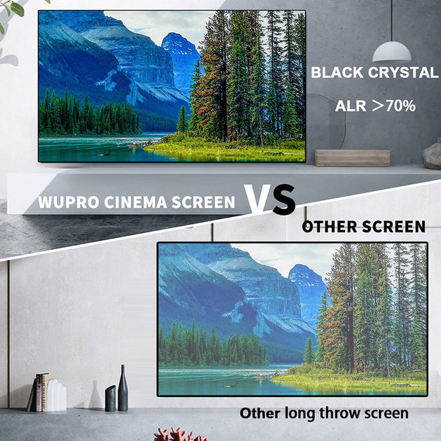 WUPRO Cinema Black Crystal Comparison of ALR Frame Fixed Projector Screen and other projection screens
