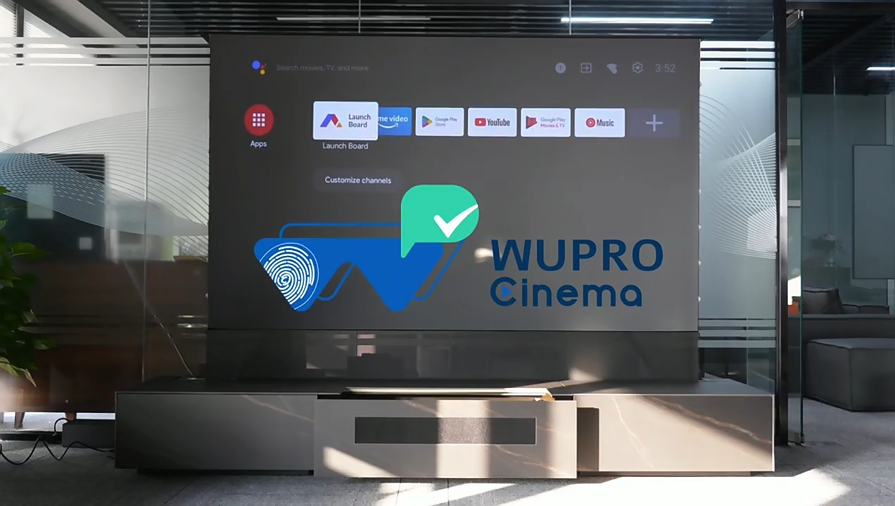 WUPRO Cinema Rock Panel Customisable Laser TV Cabinet for UST Projector Black Version Actual Photo