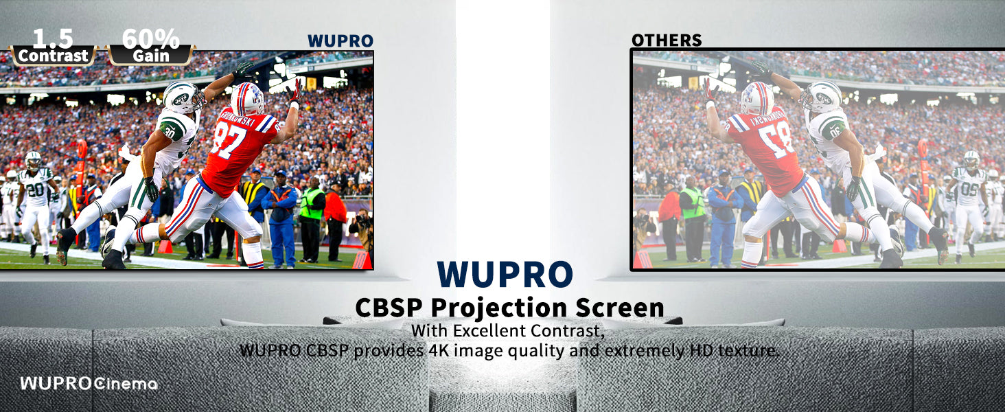 WUPRO CBSP Ultra contrast Fixed Frame projector screen vs other screens