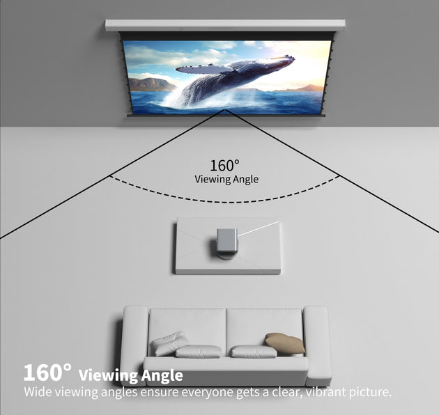 Wupro Cinema QuadraArc Tensioned Smart Motorized Drop Down Projector Screen,160° viewing angle