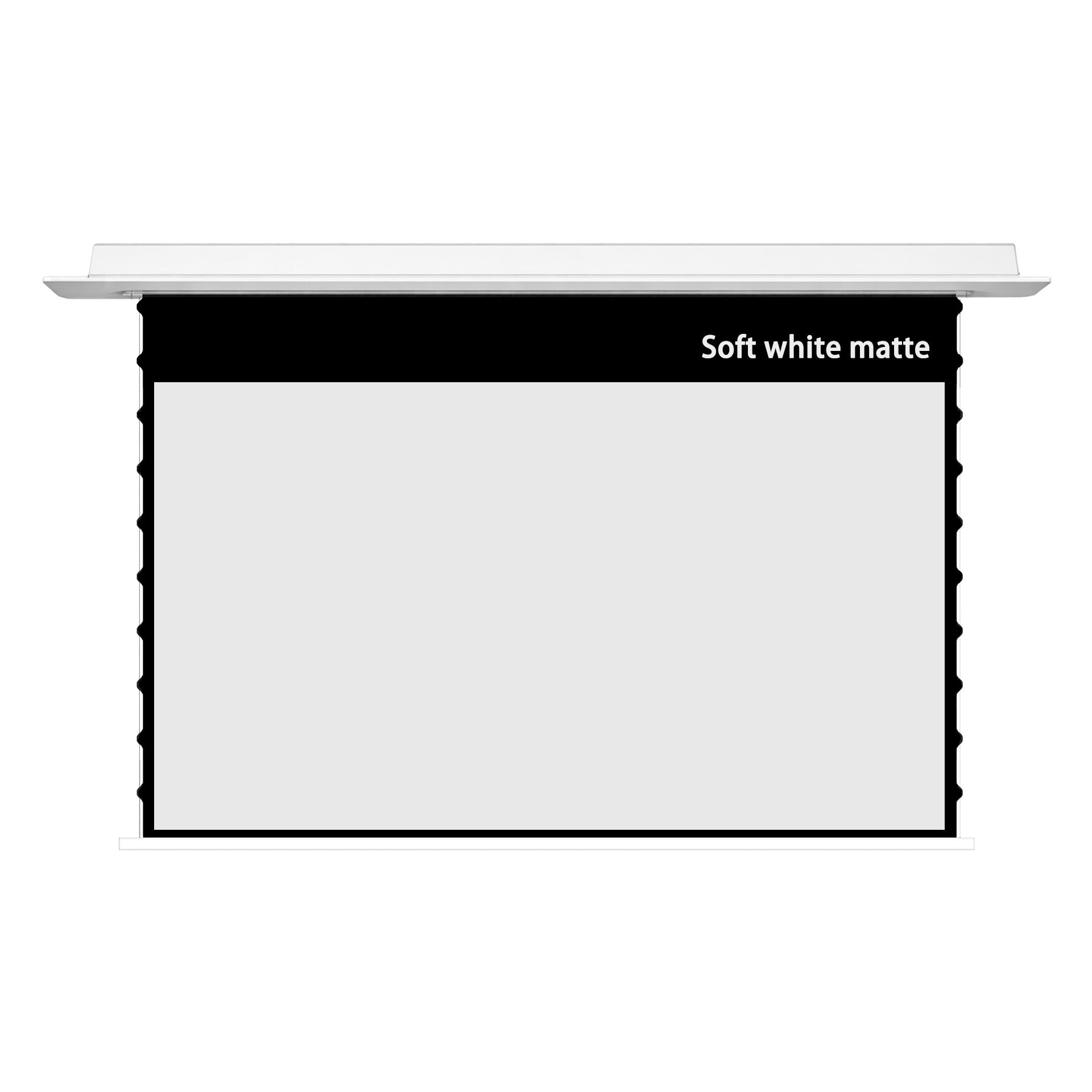 WUPRO Cinema Cirrus In-Ceiling Smart Motorized Drop Down Projector Screen - soft white matte