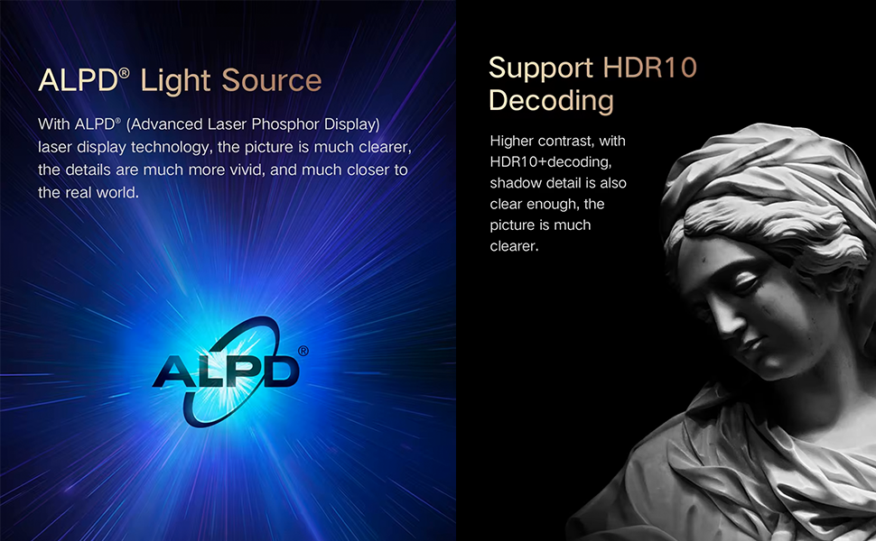 Features ALPD® light source and supports HDR10 decoding