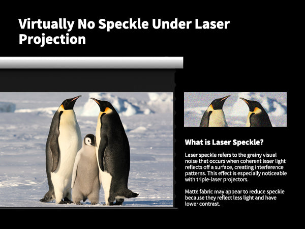 WUPRO Cinema Luxury FlowArc Smart Motorized Drop-Down Projector Screen with Soft White Matte Fabric, Minimal Laser Speckle, One of the Best Screens for Reducing Laser Speckle Effects