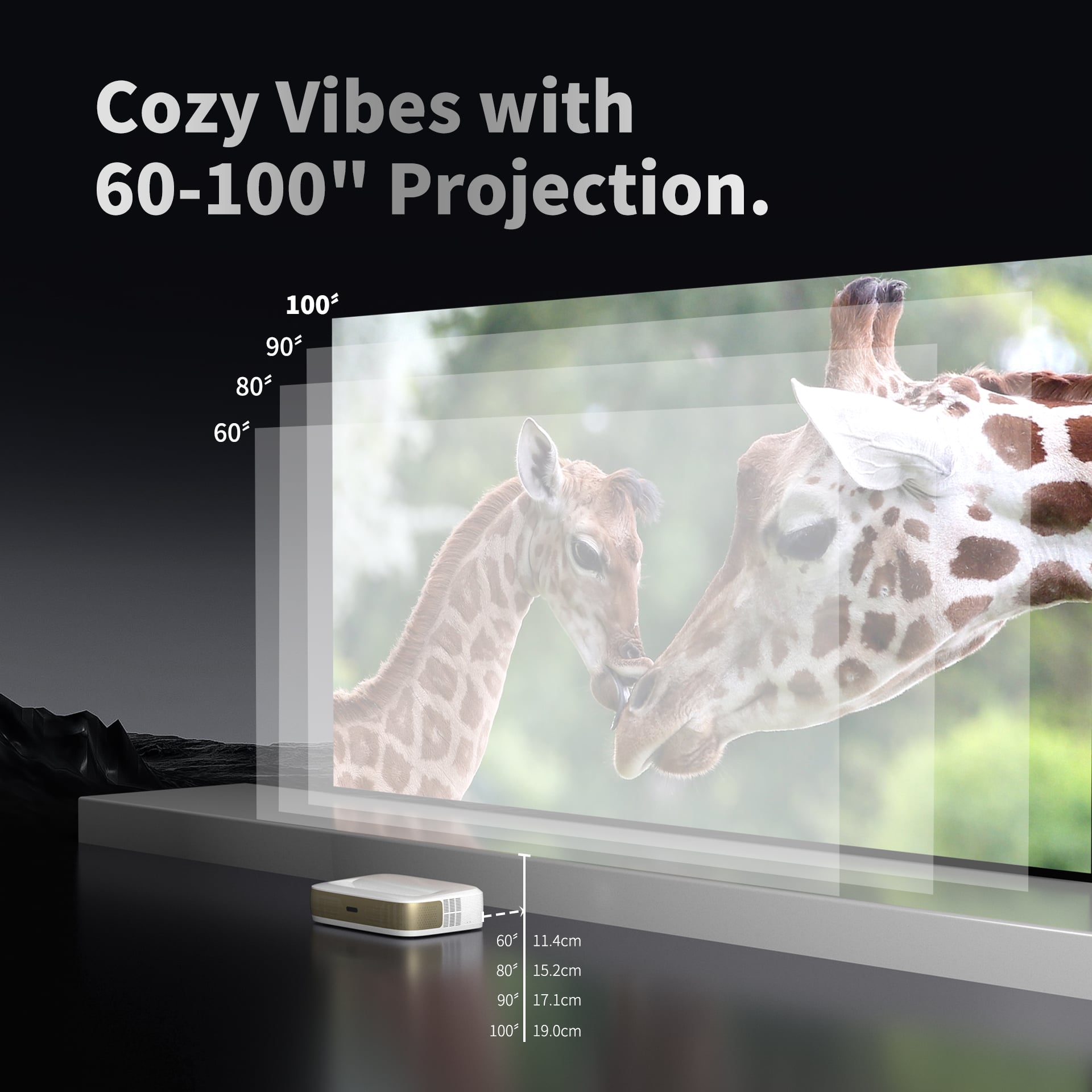 WUPRO Cinema G3 triple laser mini UST projector Ultra-short throw ratio, space-saving, can throw 60-100inch screen.
