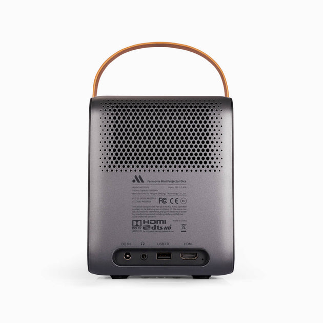Formovie Dice projector back, multiple interface design, meet a variety of connection needs. FCC and CE certification, quality assurance.