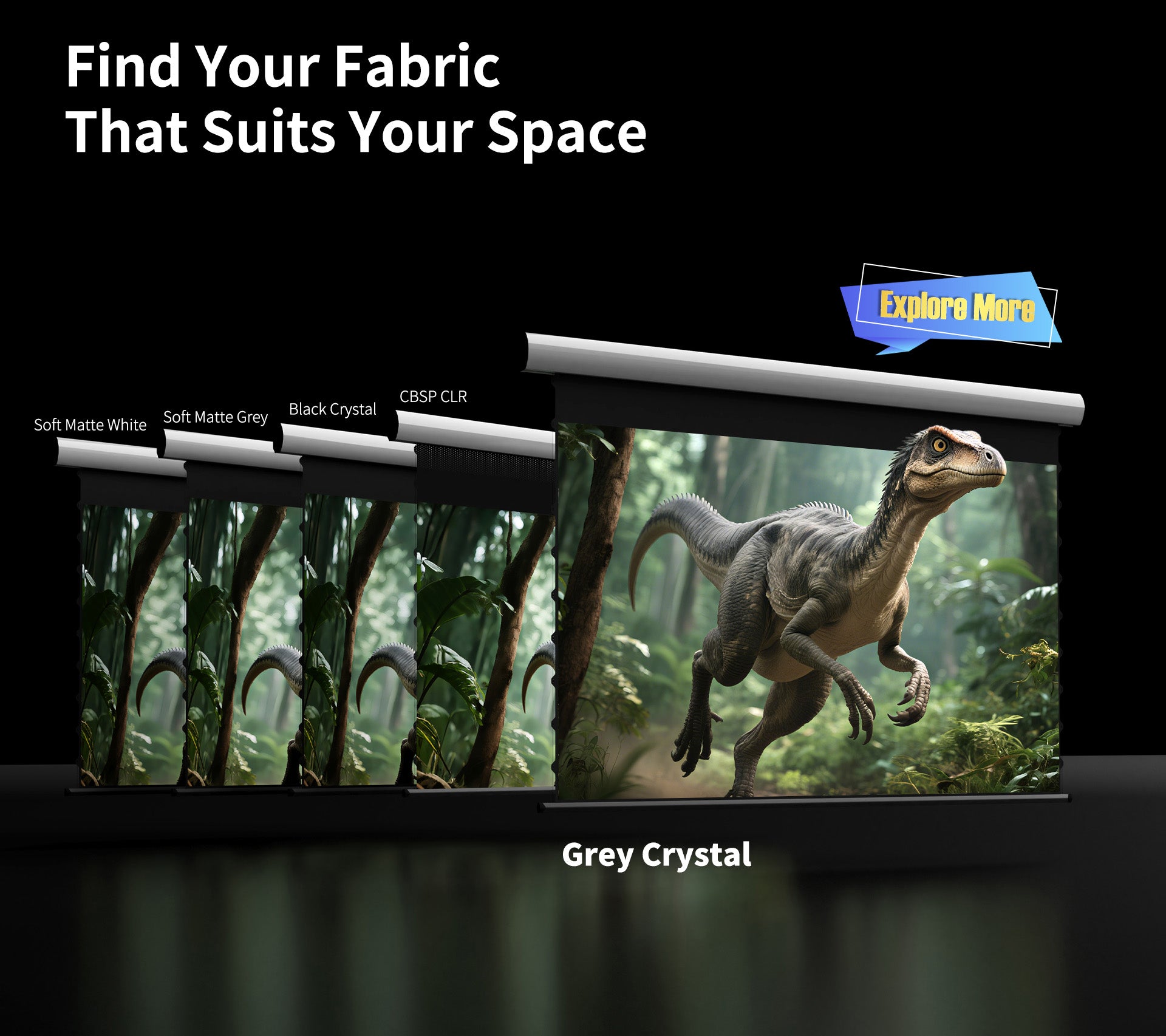 WUPRO Cinema FlowArc Luxury Smart Motorized Drop Down Projector Screen—Gray crystal