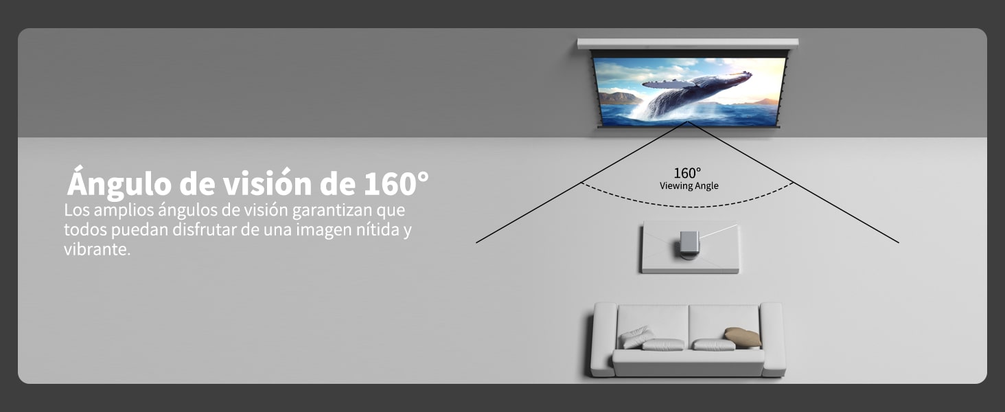 Wupro Cinema QuadraArc Tensioned Smart Motorized Drop Down Projector Screen 160° viewing angle