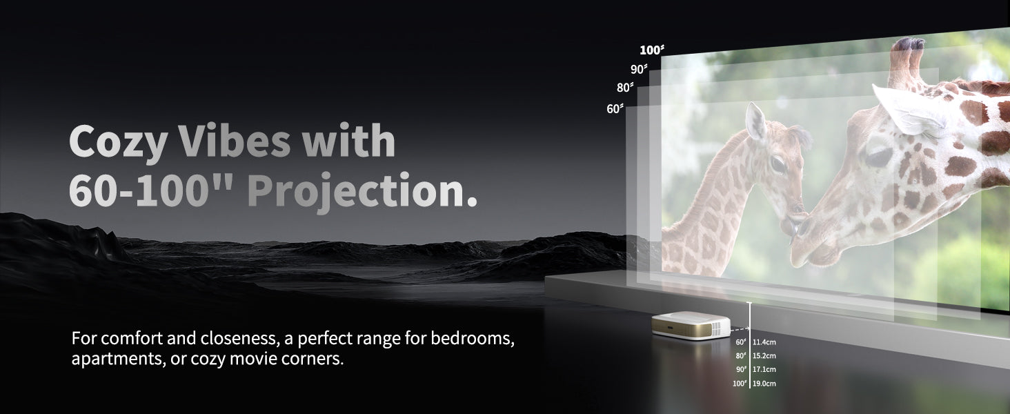 WUPRO Cinema G3 triple laser mini UST projector Ultra-short throw ratio, space-saving, can throw 60-100inch screen.