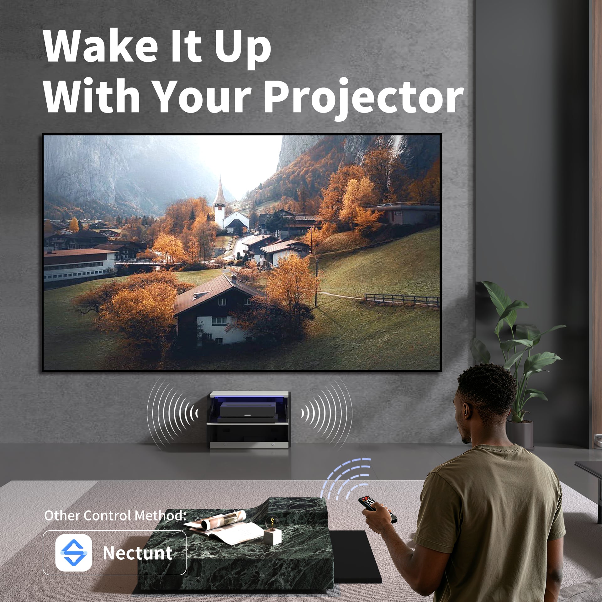 WUPRO Cinema C1 Nano Smart Flip Laser TV Cabinet for UST Projector with Auto Memory for Perfect Alignment