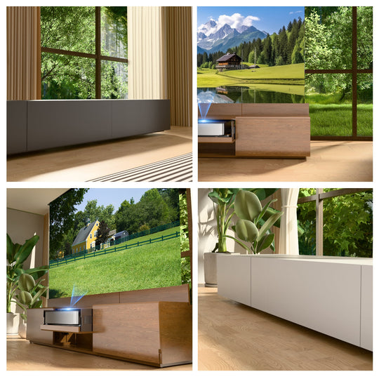 WUPRO DR-500 Customisable colours Fully Concealed Smart UST Laser TV Cabinet - Detail Display