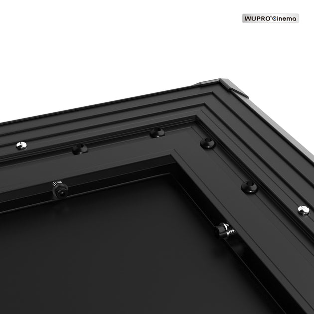 Detailed view of the frame of the Wupro Cinema Gallery Evo CBSP fixed frame projection screen