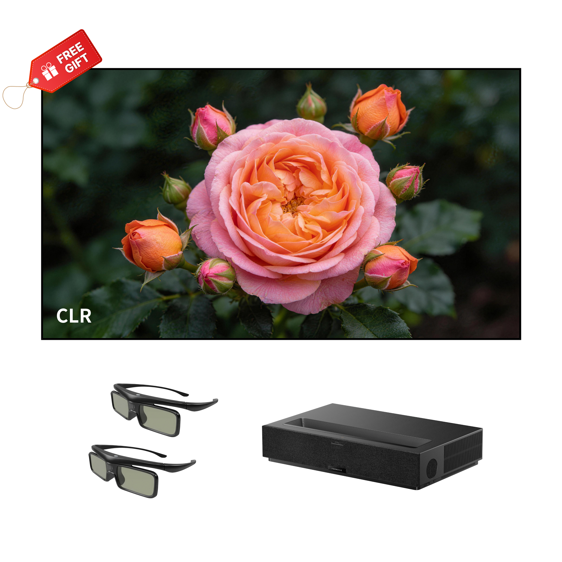 Order Formovie Theater Premium via WUPRO BUY to receive a complimentary 100-inch BSP CLR UST fixed-frame screen + 2x 3D glasses.