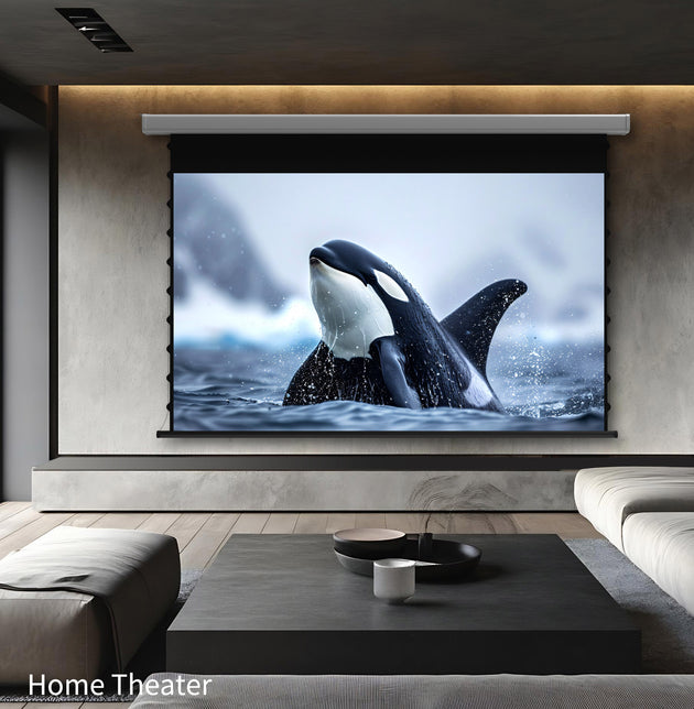 Wupro Cinema QuadraArc Tensioned Smart Motorized Drop Down Projector Screen——Applying home theatre scenarios