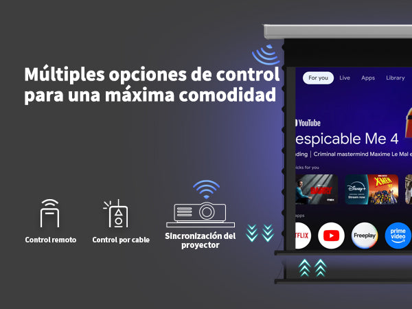 Pantalla de proyección motorizada inteligente tensada QuadraArc de Wupro Cinema: múltiples métodos de control.