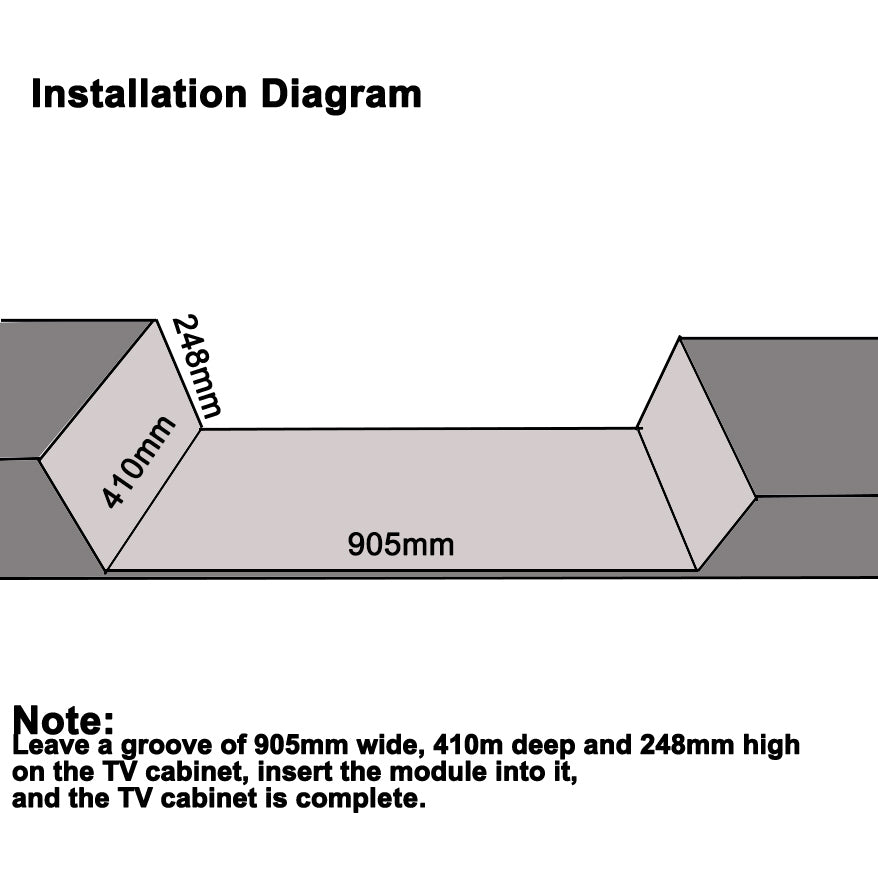 WUPRO Cinema Motorized Laser TV Cabinet Automated Projector Sliding Module installation diagram
