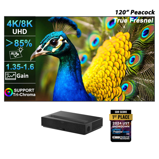 Bundle promotion: formovie theater premium 4K Laser UST projector+WUPRO peacock evo true Fresnel Fixed frame screen