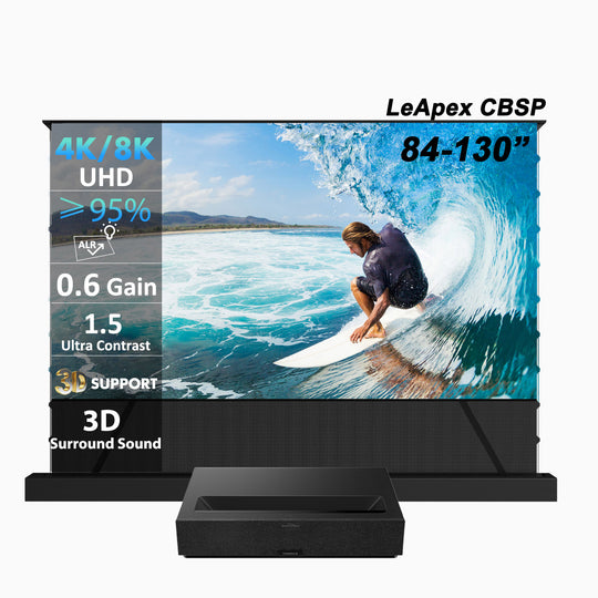 WUPRO BUY Black Friday bundle – Formovie Theater Premium Laser TV + 84–130" LeApex CBSP CLR ALR motorized floor-rising screen
