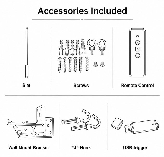 WUPRO Cinema FlowArc motorized drop-down projector screen in-box accessories included with the screen