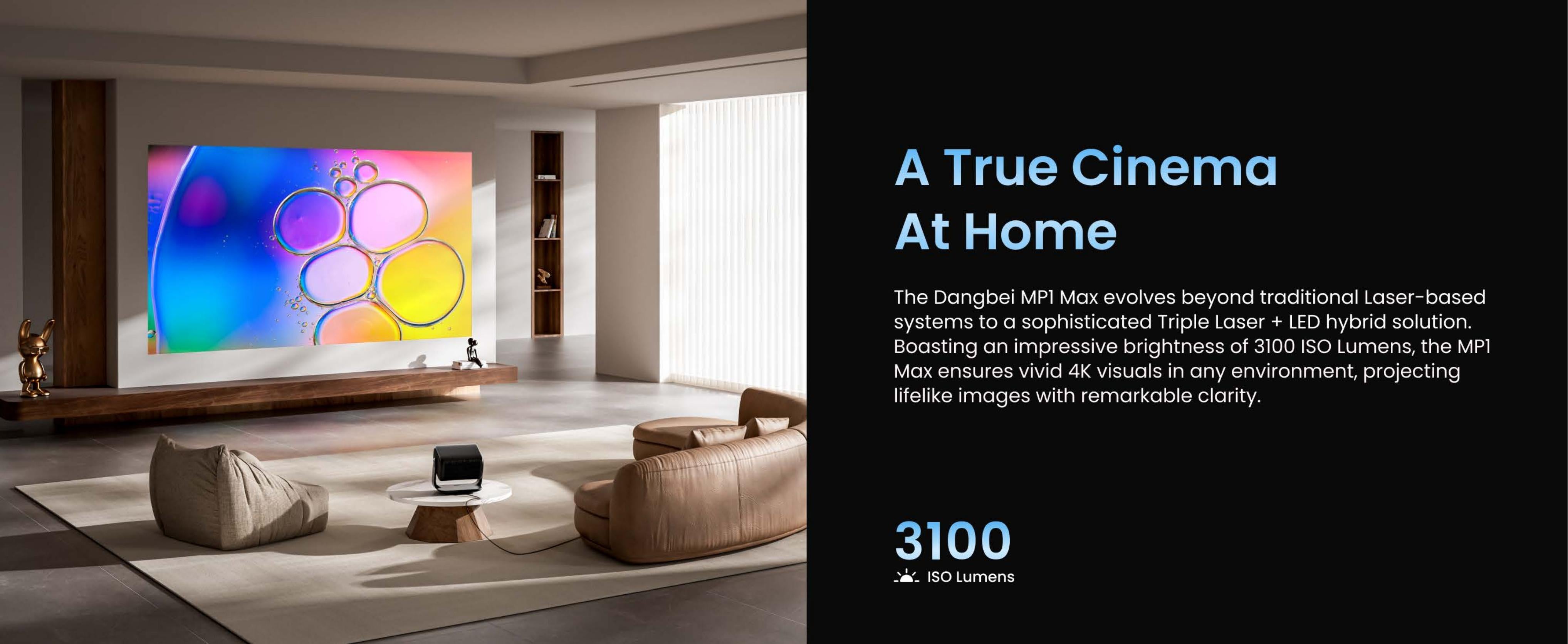 Dangbei MP1 MAX 4k laser projector 3100 ISO lumens,A True Cinema At Home