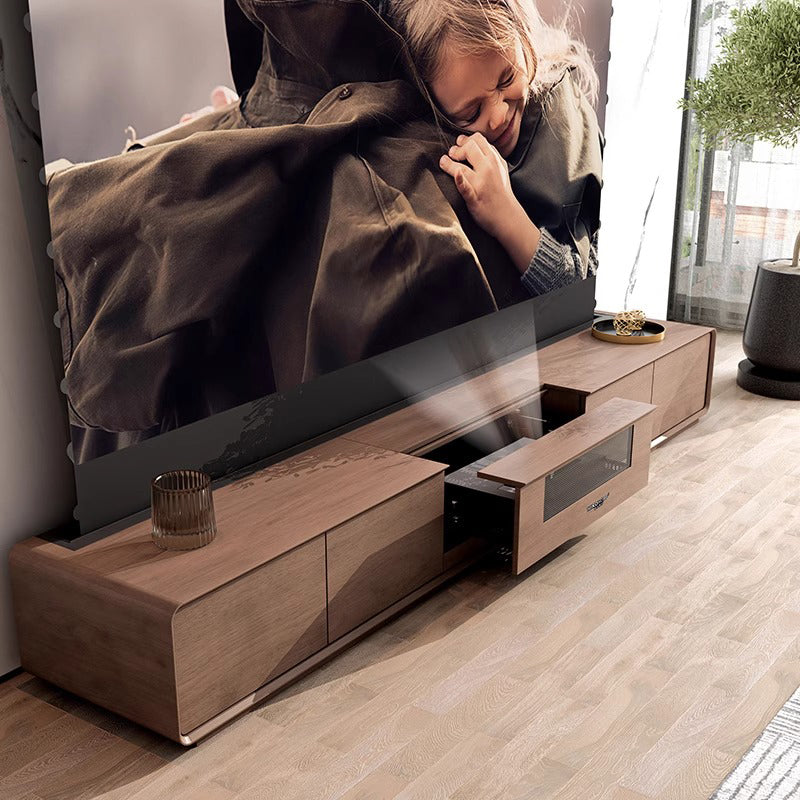 NIKOHOME Phantom5 Masterpiece Series Walnut Solid Wood Smart Laser TV Cabinet for UST Projector – One-Touch Hidden Home Theater