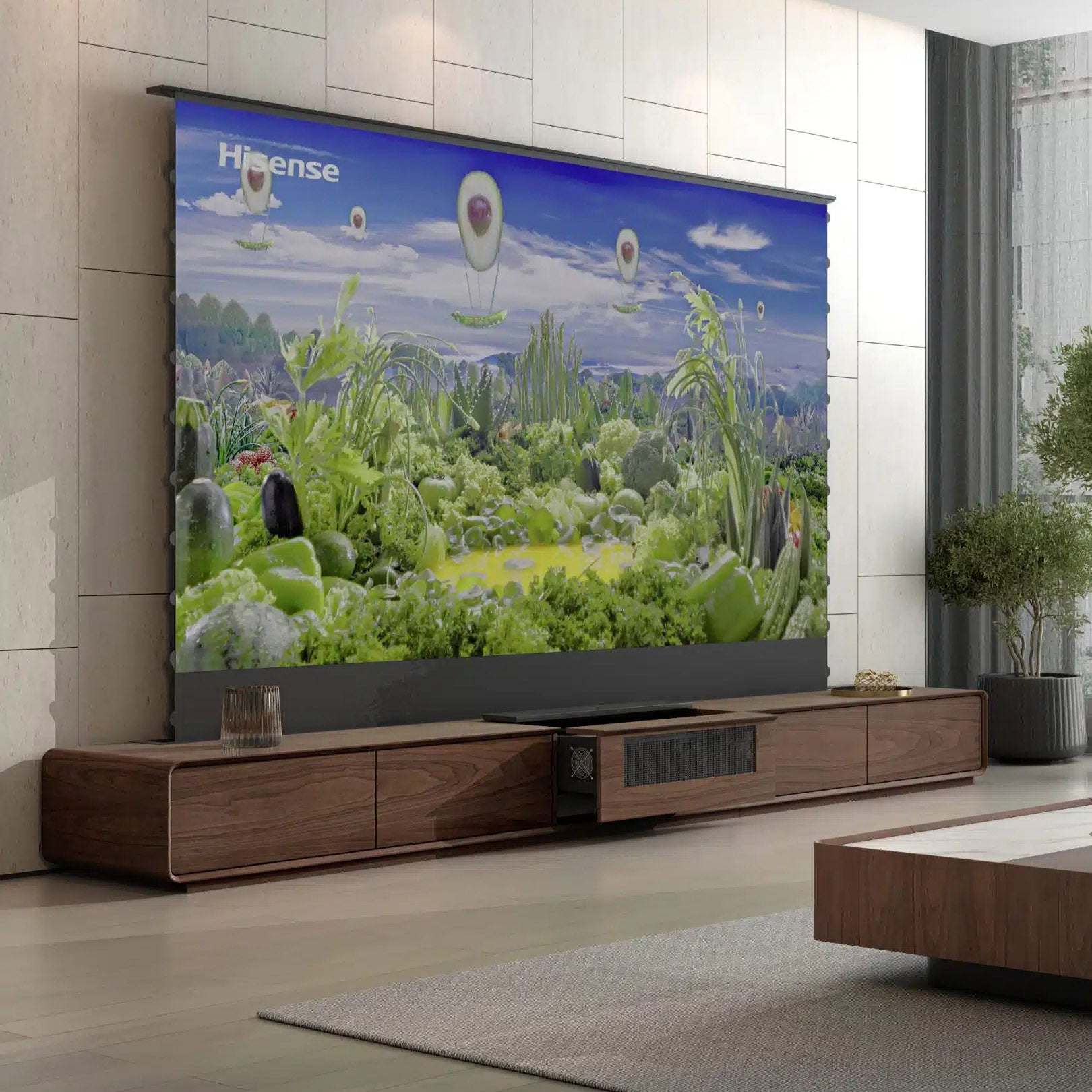 NIKOHOME Phantom5 Masterpiece Series Walnut solid wood Smart Laser TV Cabinet For UST Projector