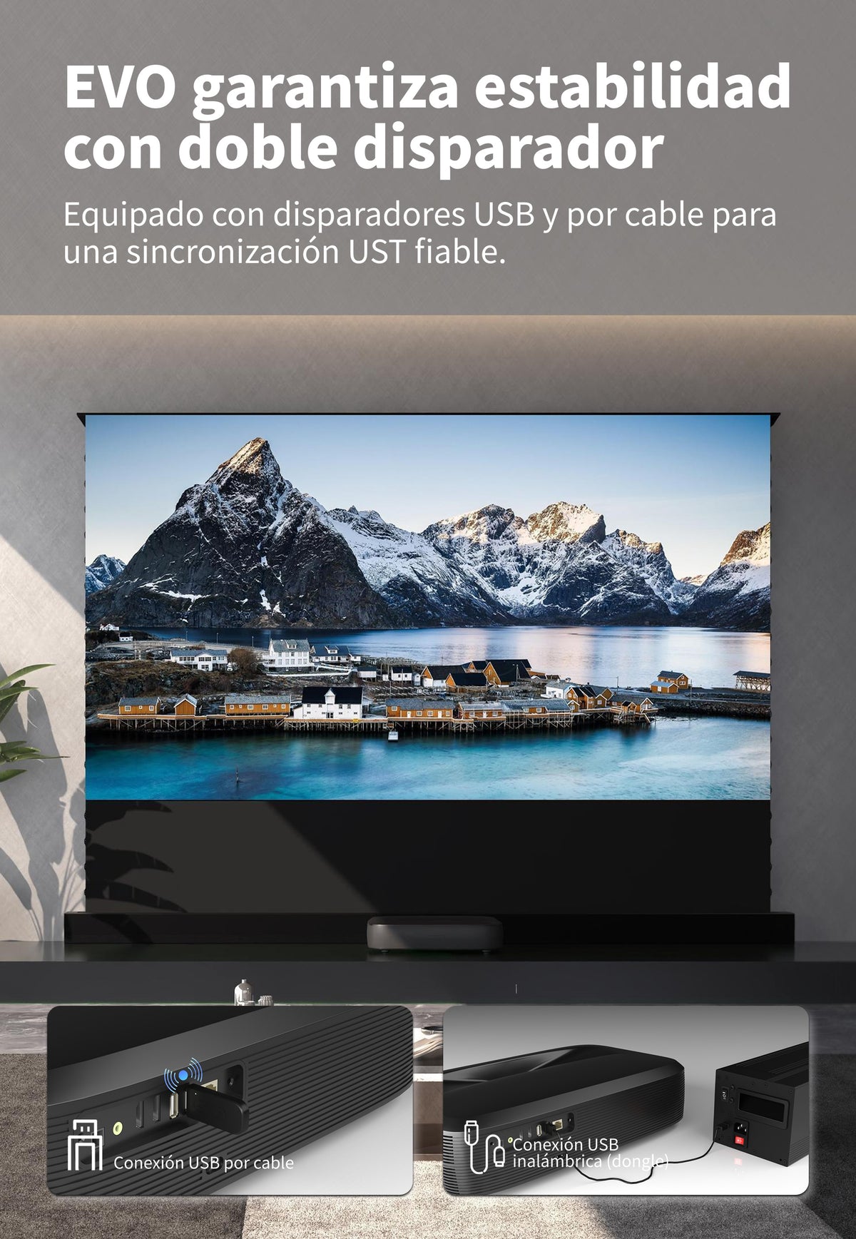 Pantalla UST motorizada de suelo WUPRO LeApex EVO con disparadores USB inalámbrico y cableado para la sincronización automática del proyector