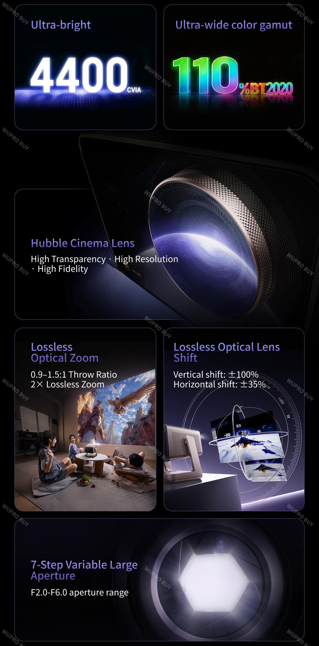 Vidda C5 Ultra 4K Tri-Color Laser Projector with 4400 CVIA Lumens, Optical Zoom, Lens Shift and Variable Iris